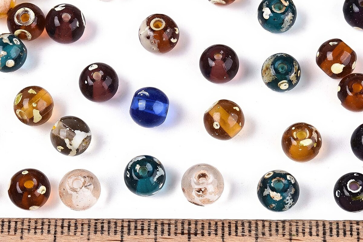 Margele de nisip de sticla Picasso rotunde 6x6,5mm (10g) - mix