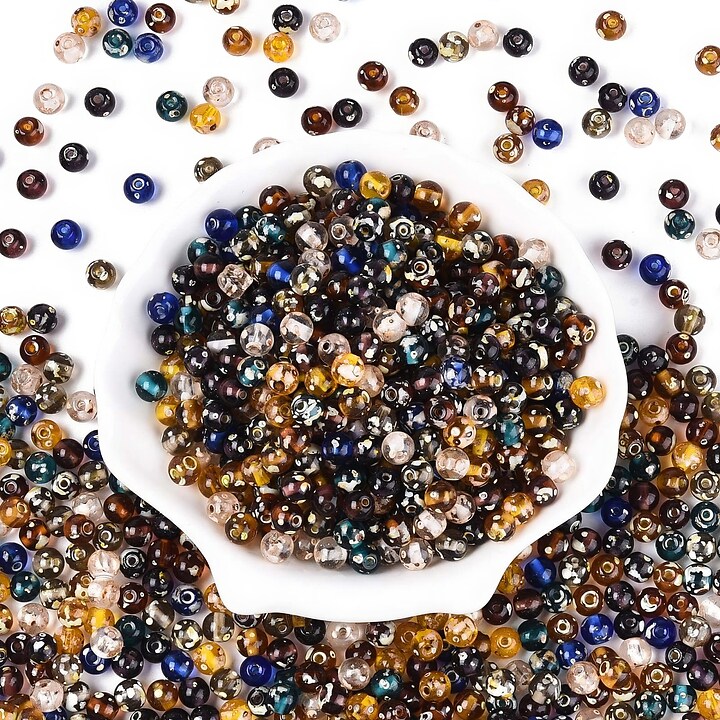 Margele de nisip de sticla Picasso rotunde 6x6,5mm (10g) - mix