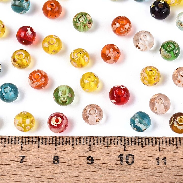Margele de nisip de sticla Picasso rotunde 6x6,5mm (10g) - mix