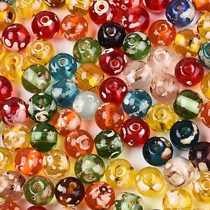 Margele de nisip de sticla Picasso rotunde 6x6,5mm (10g) - mix