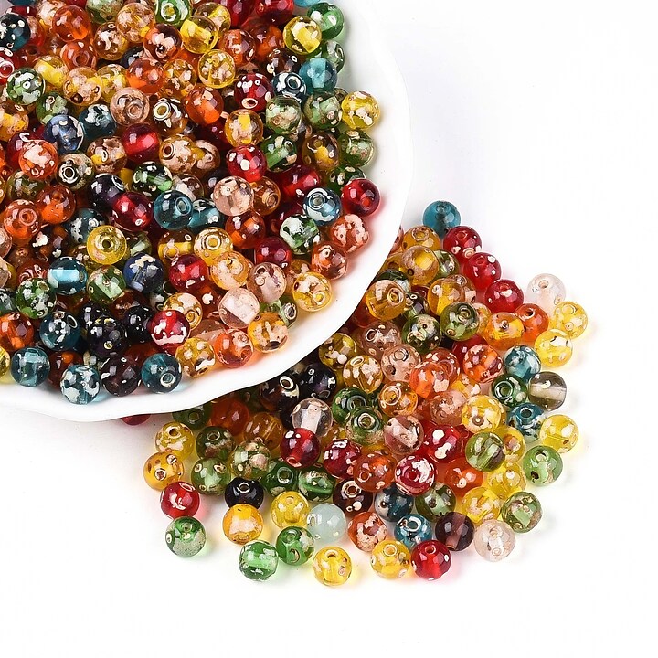 Margele de nisip de sticla Picasso rotunde 6x6,5mm (10g) - mix