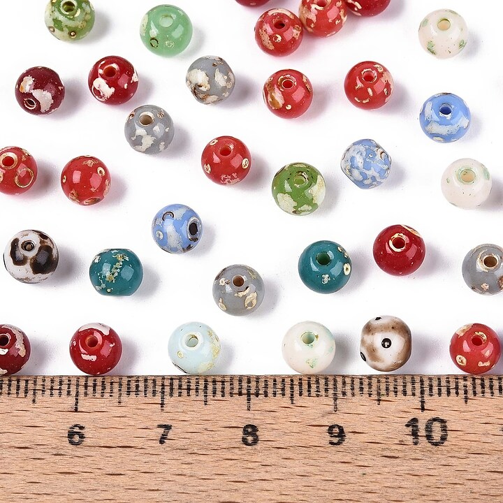 Margele de nisip de sticla Picasso rotunde 6x6,5mm (10g) - mix