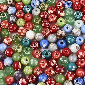 Margele de nisip de sticla Picasso rotunde 6x6,5mm (10g) - mix