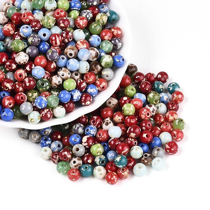 Margele de nisip de sticla Picasso rotunde 6x6,5mm (10g) - mix