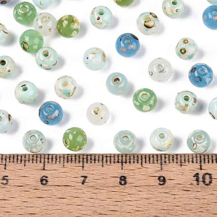 Margele de nisip de sticla Picasso rotunde 6x6,5mm (10g) - mix
