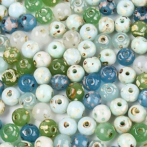 Margele de nisip de sticla Picasso rotunde 6x6,5mm (10g) - mix