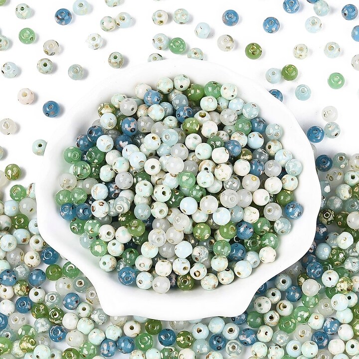 Margele de nisip de sticla Picasso rotunde 6x6,5mm (10g) - mix