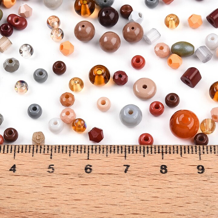 Margele de nisip de sticla culori si forme diferite 2,5-12,5x2-8mm (50g) - mix maro