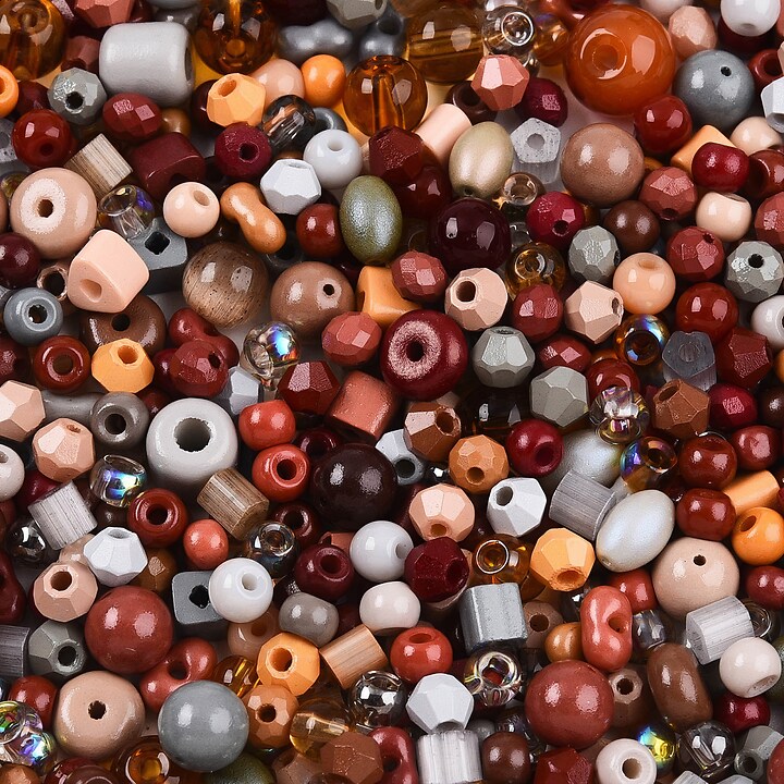 Margele de nisip de sticla culori si forme diferite 2,5-12,5x2-8mm (50g) - mix maro