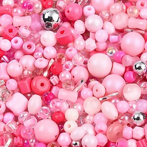 Margele de nisip de sticla culori si forme diferite 2,5-12,5x2-8mm (50g) - mix roz