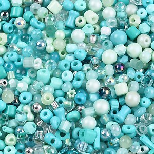 Margele de nisip de sticla culori si forme diferite 2,5-12,5x2-8mm (50g) - mix albastru