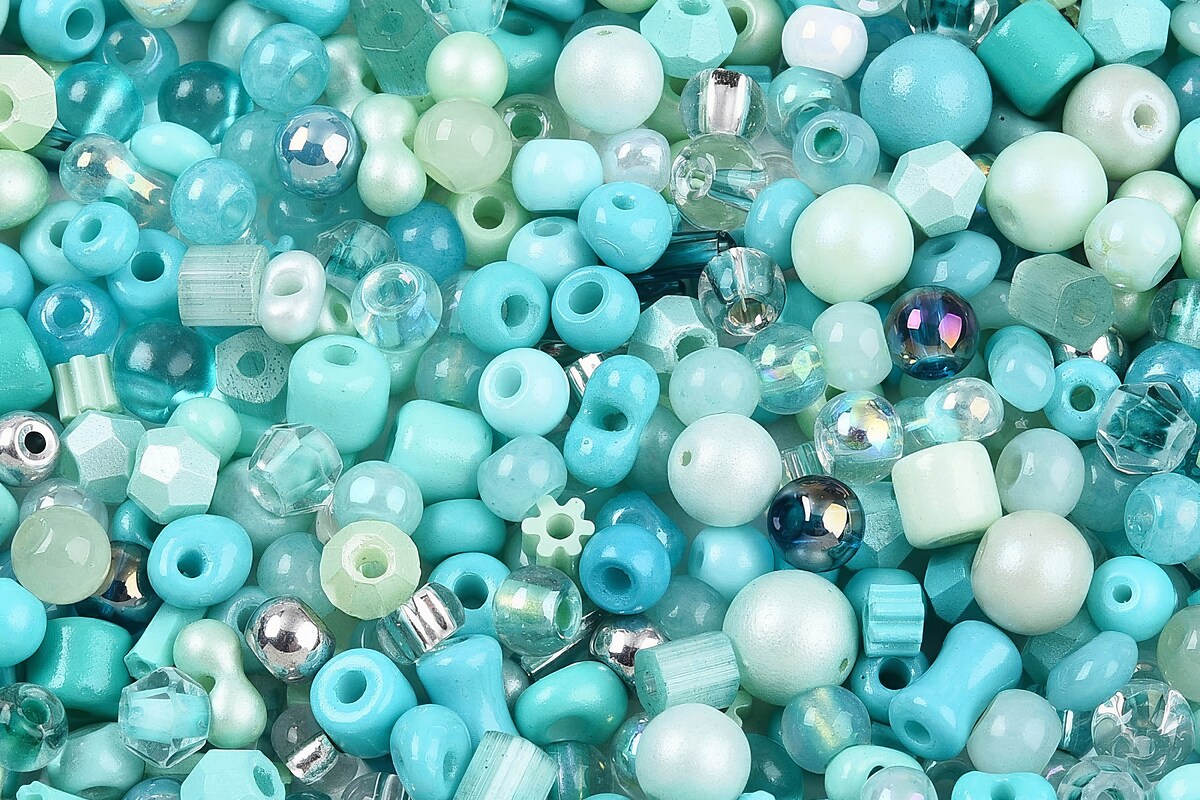 Margele de nisip de sticla culori si forme diferite 2,5-12,5x2-8mm (50g) - mix albastru