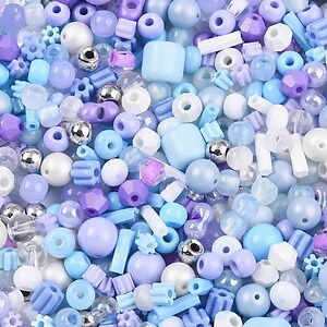 Margele de nisip de sticla culori si forme diferite 2,5-12,5x2-8mm (50g) - mix mov