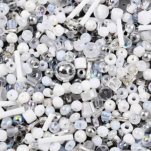 Margele de nisip de sticla culori si forme diferite 2,5-12,5x2-8mm (50g) - mix alb