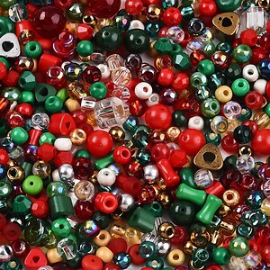 Margele de nisip de sticla culori si forme diferite 2,5-12,5x2-8mm (50g) - mix Craciun