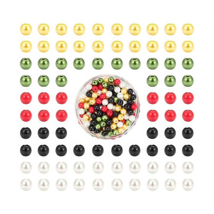Cutie cu perle de sticla sfere 6mm - mix festiv (300 buc.)