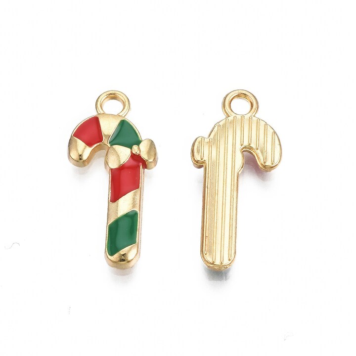 Charm auriu cu email, model Craciun, acadea 20x9mm