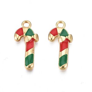Charm auriu cu email, model Craciun, acadea 20x9mm