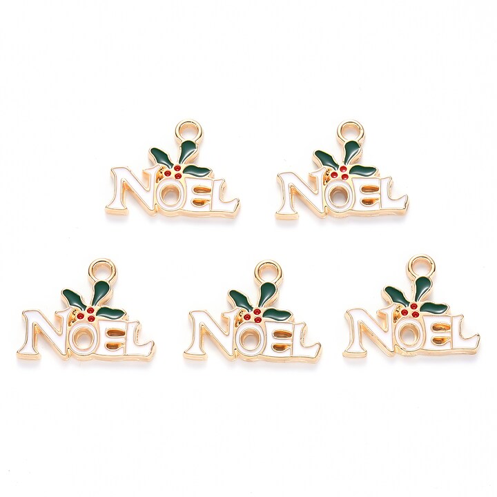 Charm auriu cu email, model Craciun, semn Noel 15x19mm