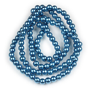 Sirag perle de sticla lucioase, sfere 6mm - albastru cadet (aprox. 145 buc.)