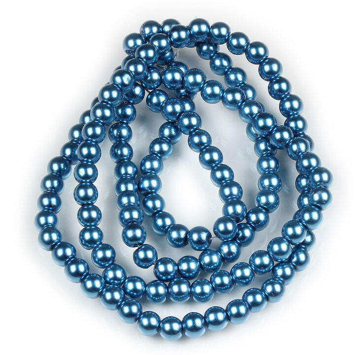 Sirag perle de sticla lucioase, sfere 6mm - albastru cadet (aprox. 145 buc.)