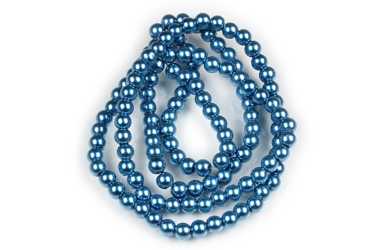 Sirag perle de sticla lucioase, sfere 6mm - albastru cadet (aprox. 145 buc.)
