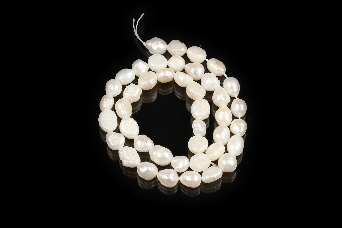 Margele perle de cultura albe aprox. 6-8,5x4,5-5,5mm (sirag)