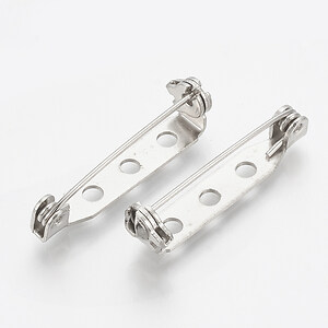 Baza brosa cu siguranta si 3 gauri, argintiu inchis 33x4,5mm