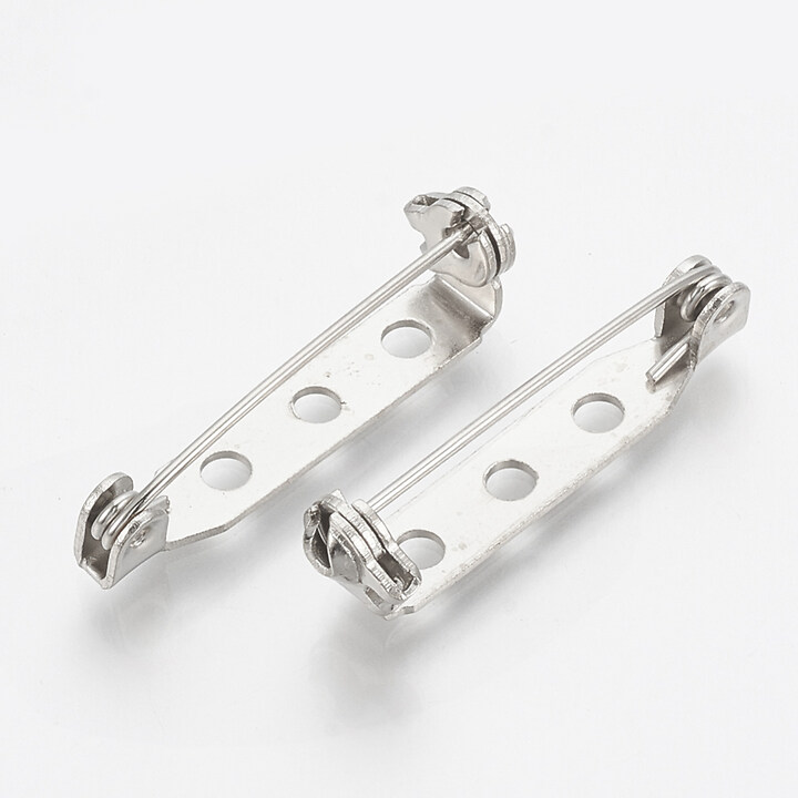 Baza brosa cu siguranta si 3 gauri, argintiu inchis 33x4,5mm