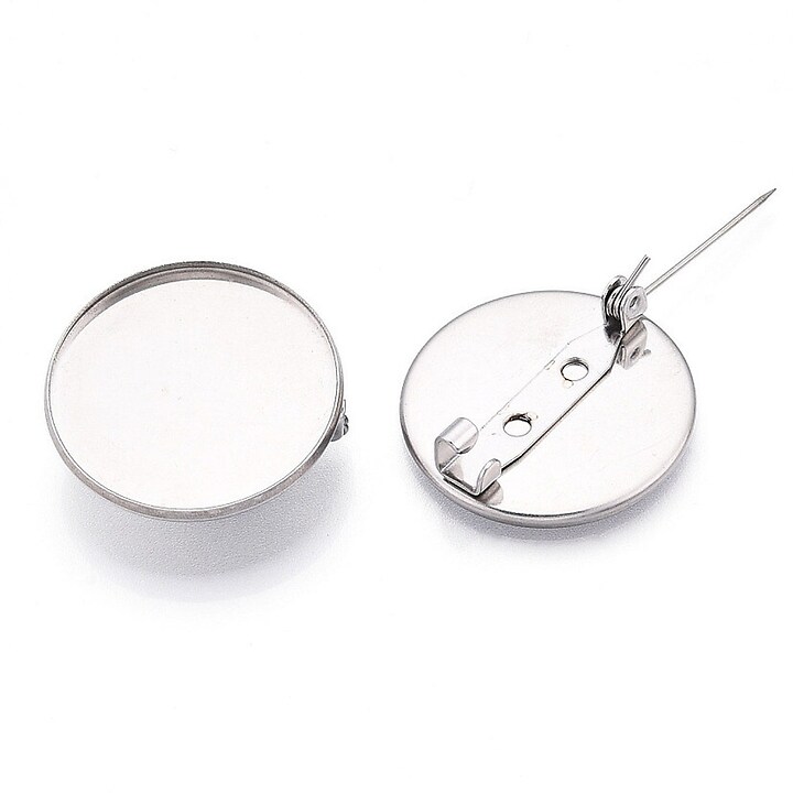 Baza brosa otel inoxidabil 304 cu platou pentru cabochon 25mm