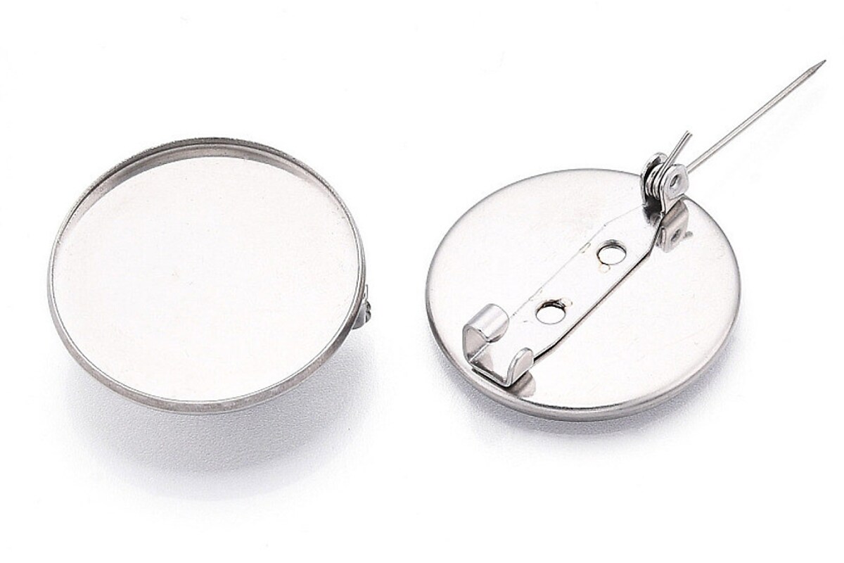 Baza brosa otel inoxidabil 304 cu platou pentru cabochon 25mm