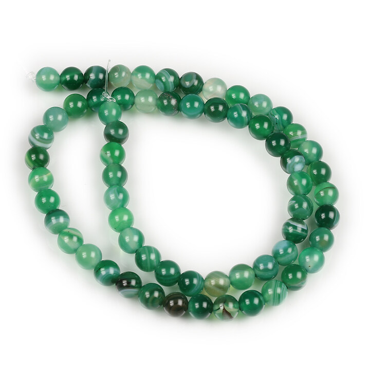 Margele agate striped sfere 6mm (sirag) - verde