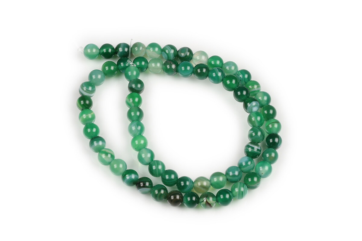 Margele agate striped sfere 6mm (sirag) - verde