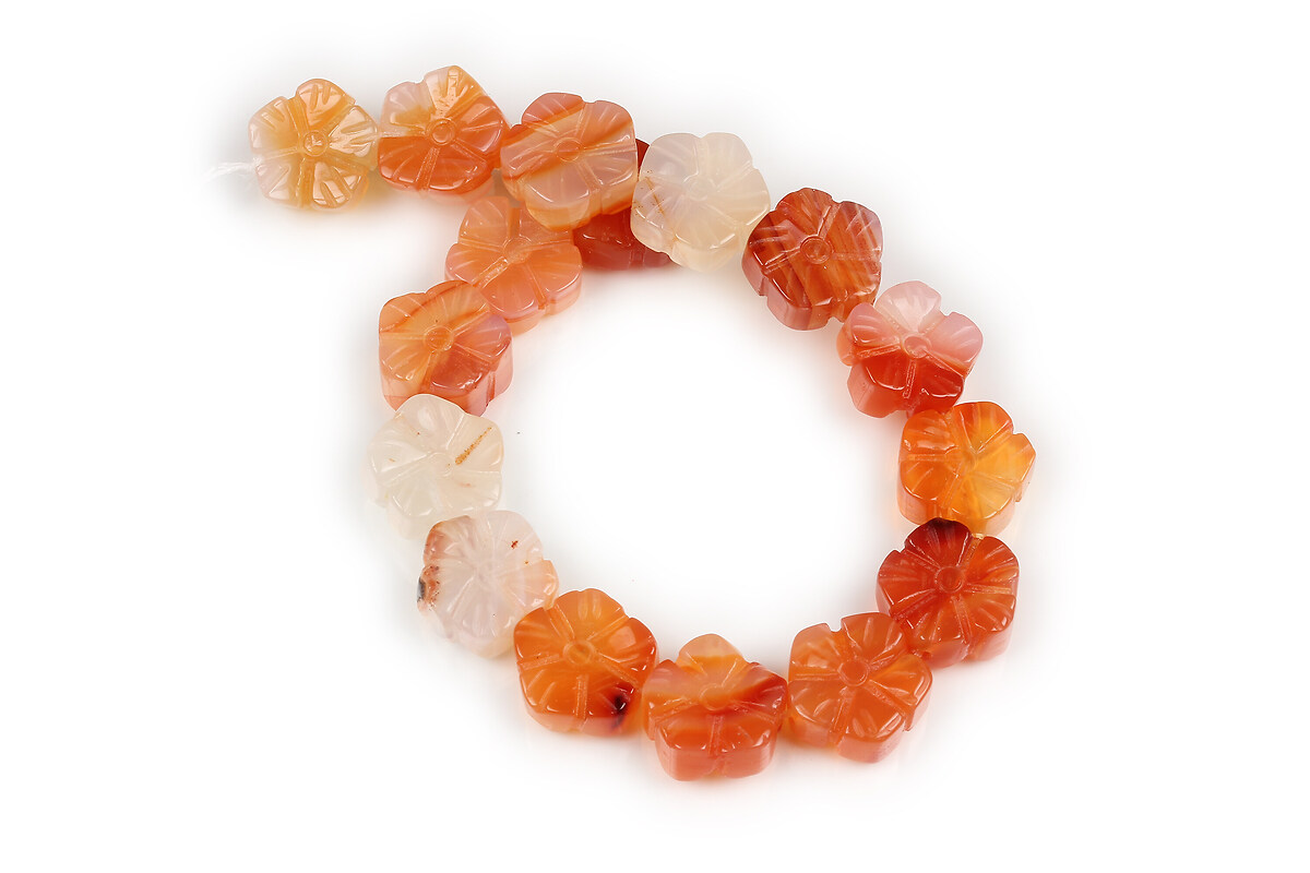 Margele carneol floare 13-14mm (sirag)