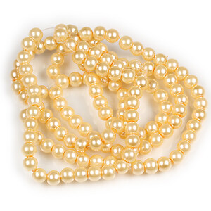 Sirag perle de sticla lucioase, sfere 6mm - crem (aprox. 145 buc.)