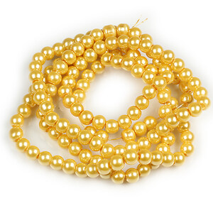 Sirag perle de sticla lucioase, sfere 6mm - auriu (aprox. 145 buc.)