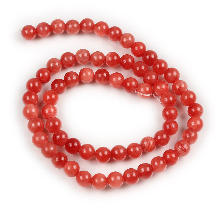 Margele jad sfere 6mm (sirag) - rosu