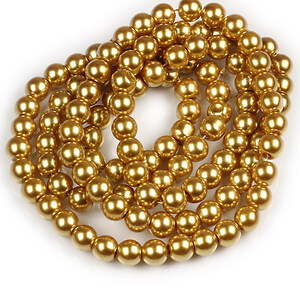 Sirag perle de sticla lucioase, sfere 8mm - auriu inchis (aprox. 105 buc.)