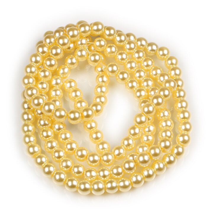 Sirag perle de sticla lucioase, sfere 6mm - ivory (aprox. 145 buc.)