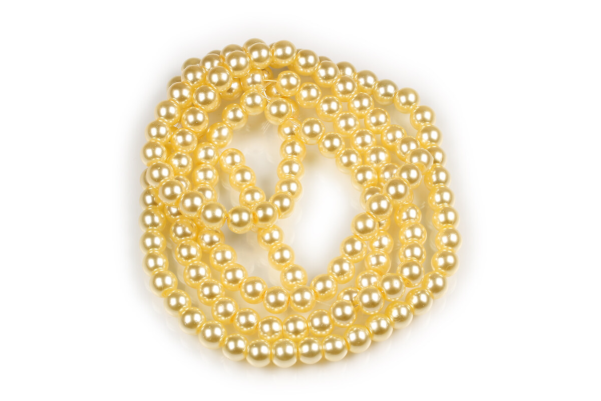 Sirag perle de sticla lucioase, sfere 6mm - ivory (aprox. 145 buc.)