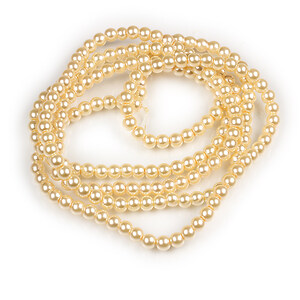 Sirag perle de sticla lucioase, sfere 4mm - crem (aprox. 210 buc.)