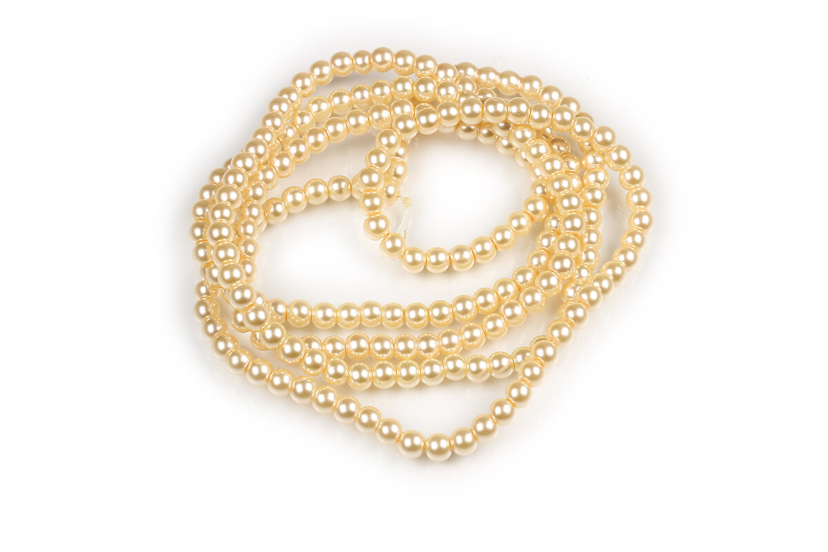 Sirag perle de sticla lucioase, sfere 4mm - crem (aprox. 210 buc.)