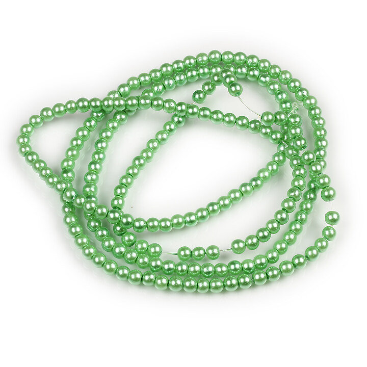 Sirag perle de sticla lucioase, sfere 3mm - verde menta (aprox. 190 buc.)