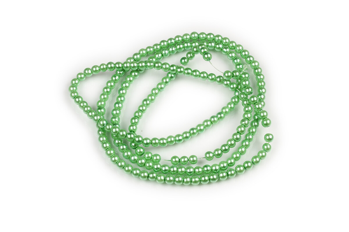 Sirag perle de sticla lucioase, sfere 3mm - verde menta (aprox. 190 buc.)