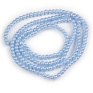 Sirag perle de sticla lucioase, sfere 4mm - albastru deschis (aprox. 210 buc.)