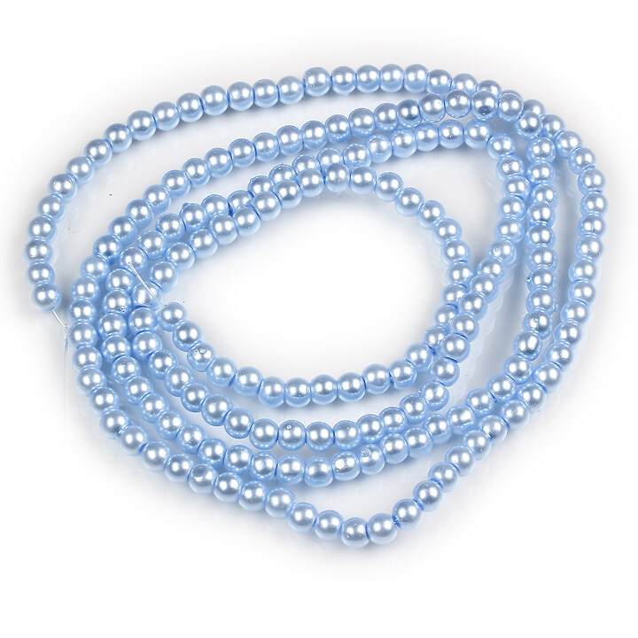 Sirag perle de sticla lucioase, sfere 4mm - albastru deschis (aprox. 210 buc.)
