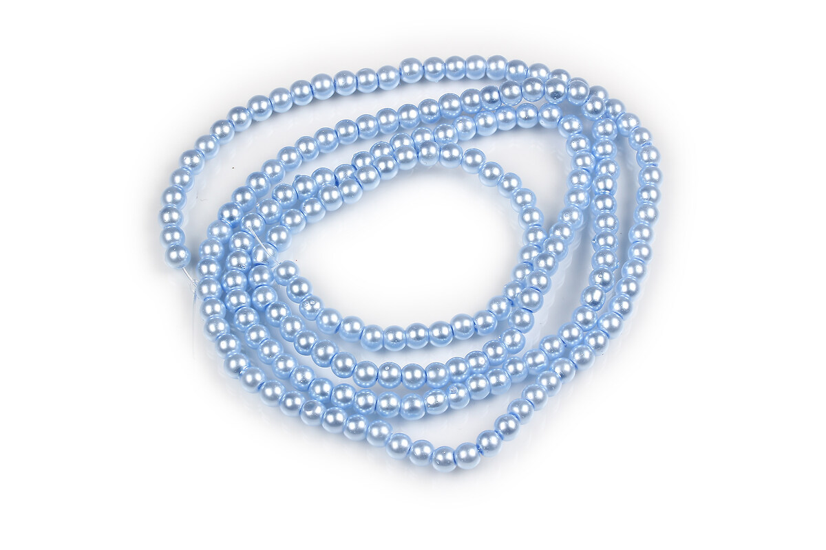 Sirag perle de sticla lucioase, sfere 4mm - albastru deschis (aprox. 210 buc.)