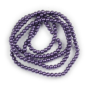 Sirag perle de sticla lucioase, sfere 4mm - mov (aprox. 210 buc.)