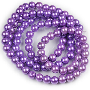 Sirag perle de sticla lucioase, sfere 8mm - mov lavanda (aprox. 105 buc.)