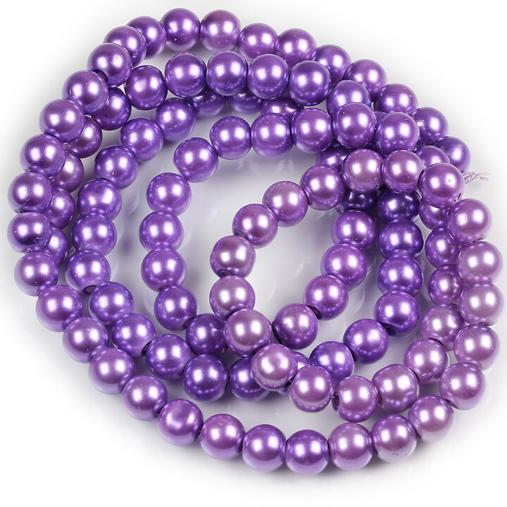Sirag perle de sticla lucioase, sfere 8mm - mov lavanda (aprox. 105 buc.)
